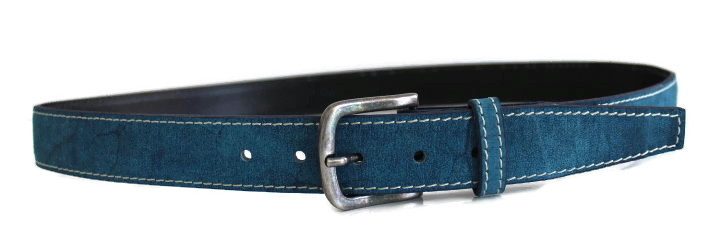 Ceinture cuir homme bleu lagon