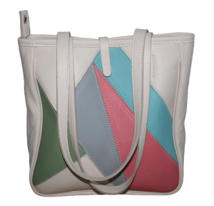 Cabas cuir Artis écru et couleurs