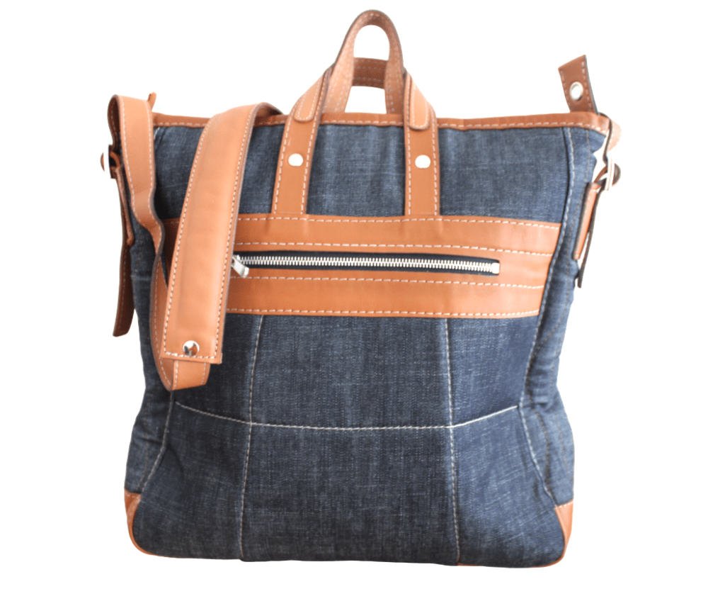 Cabas cuir et toile jeans