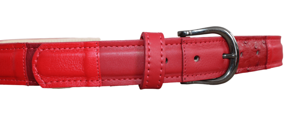 Ceinture cuir patchwork rouge