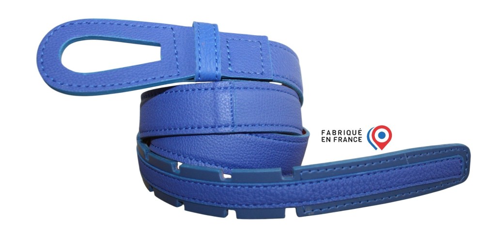 Ceinture design cuir bleu outremer