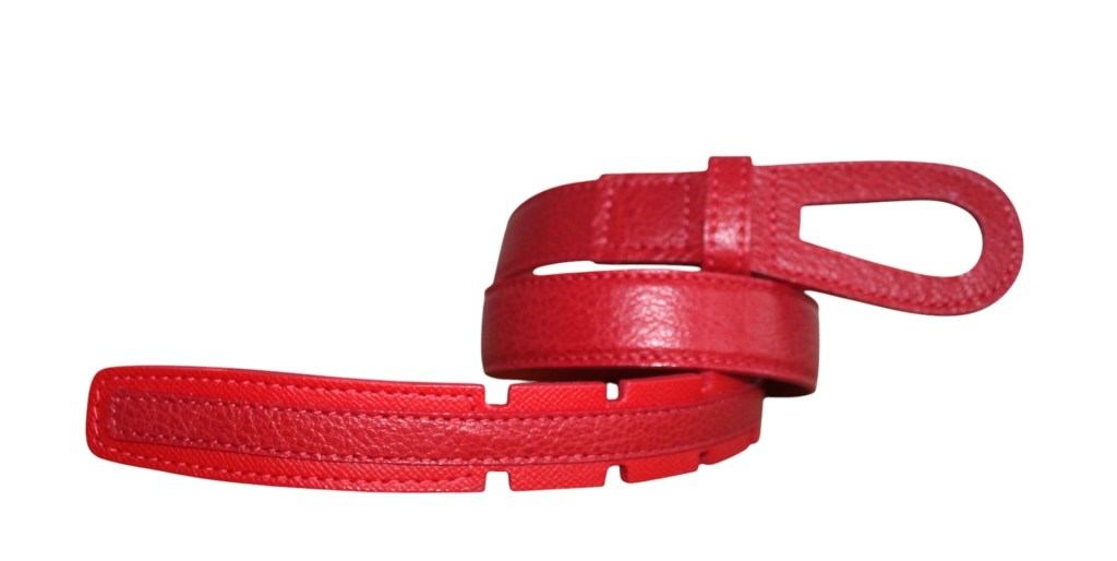 Ceinture créateur en cuir rouge sans métal