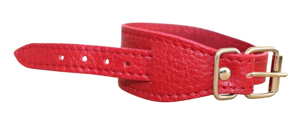 Bracelet large en cuir rouge