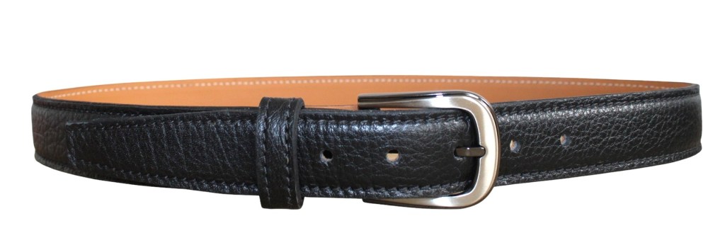 Ceinture artisanale pour homme cuir noir doublure intérieure cuir
