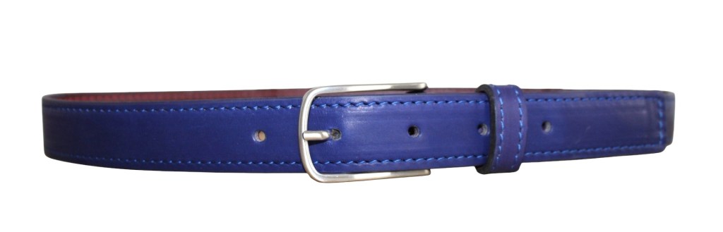 Ceinture en cuir bleu tannage végétal
