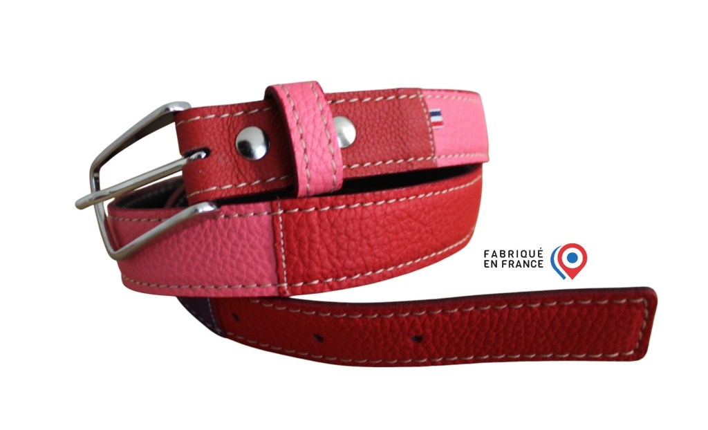 Ceinture artisanale en cuir patchwork