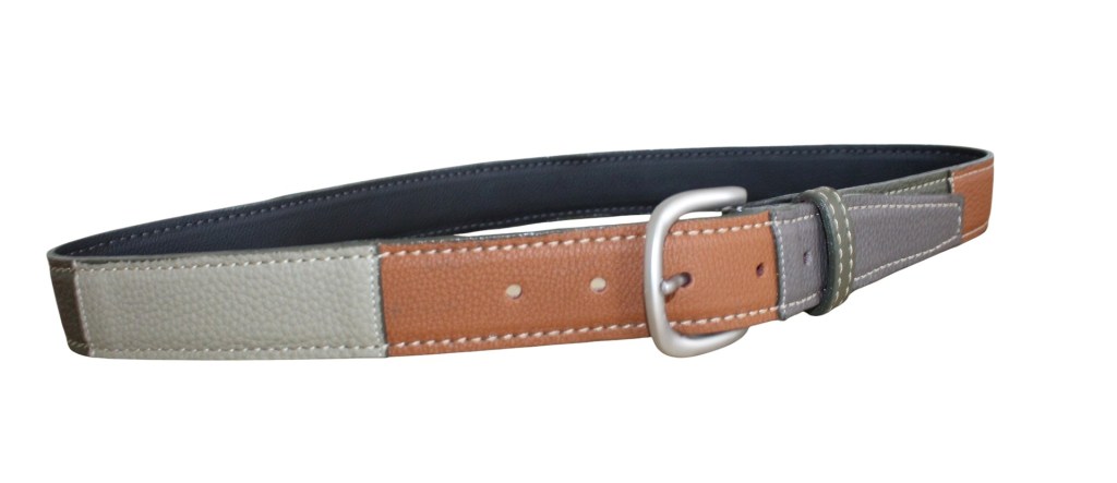 Ceinture cuir patchwork camel