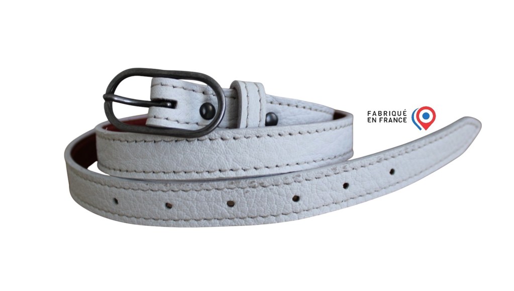 Ceinture fine en cuir blanc