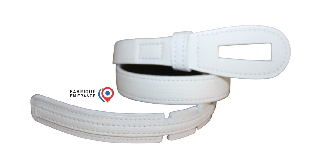 Ceinture créateur en cuir blanc boucle cuir