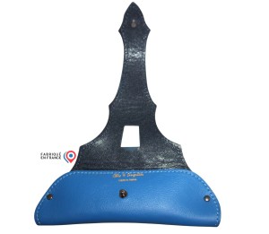 Etui à lunettes desing Eiffel en cuir bleu