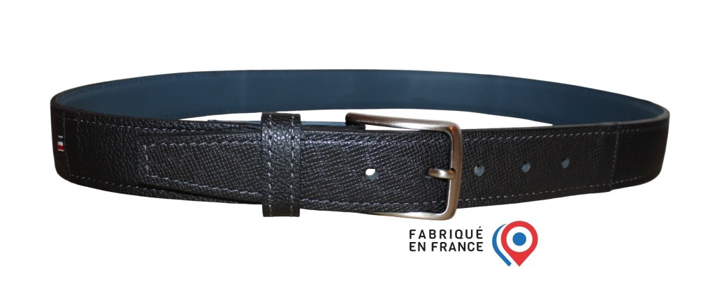 Ceinture artisanale cuir patchwork noir