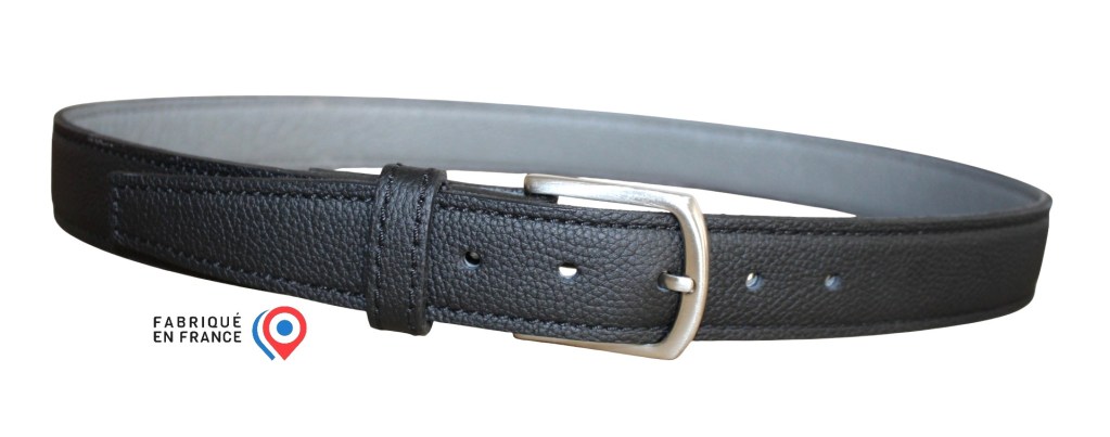 Ceinture homme en cuir grainé noir Ceinture en cuir noir grainé