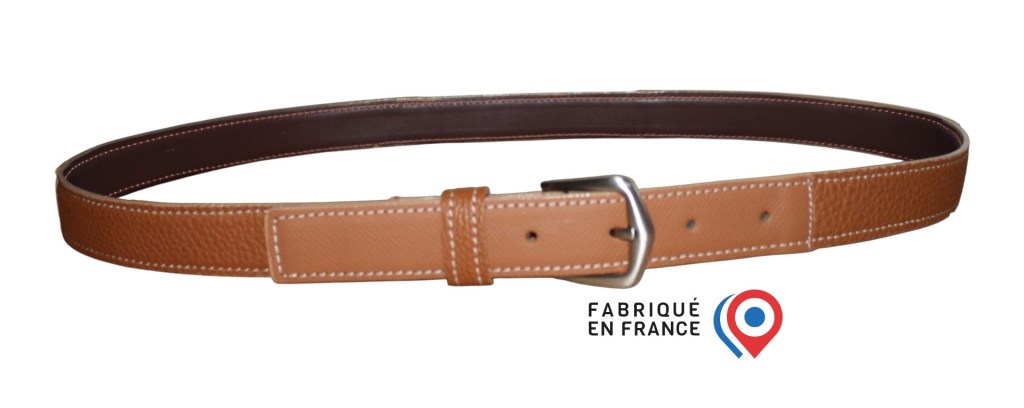 Ceinture femme patchwork en cuir camel