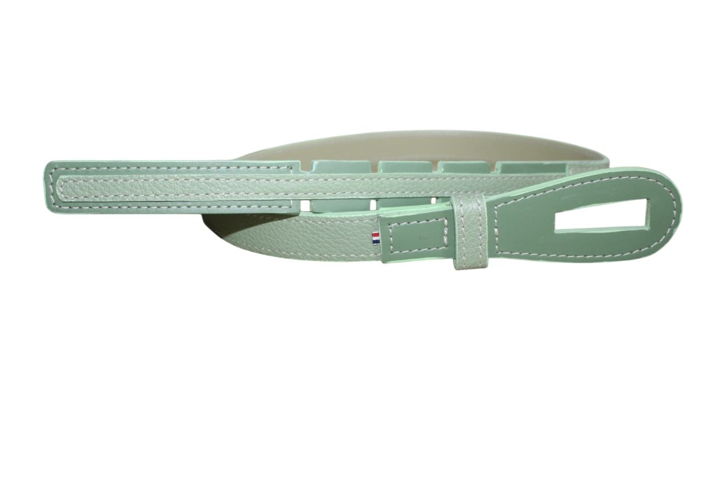 Ceinture créateur boucle cuir vert amande