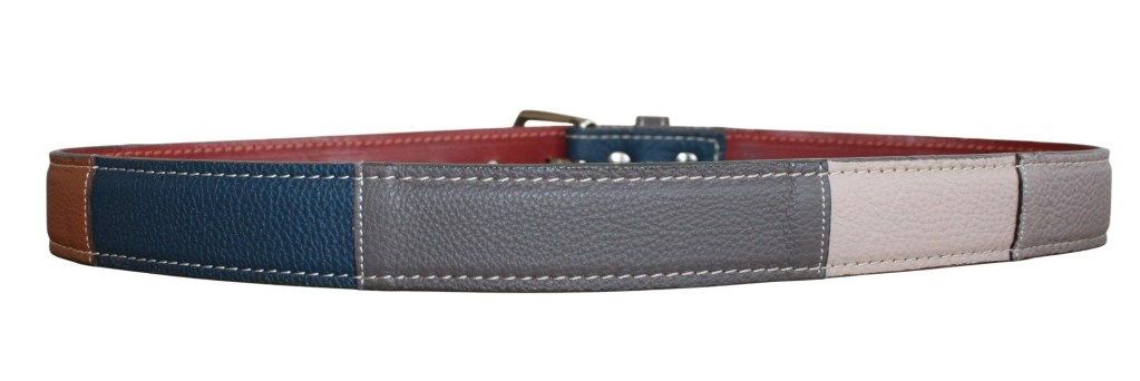 Ceinture homme en bovin patchwork