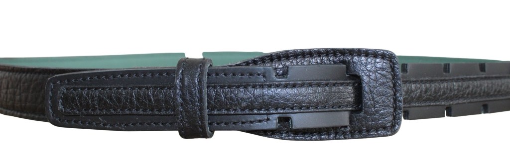 Ceinture sans métal en cuir bovin noir